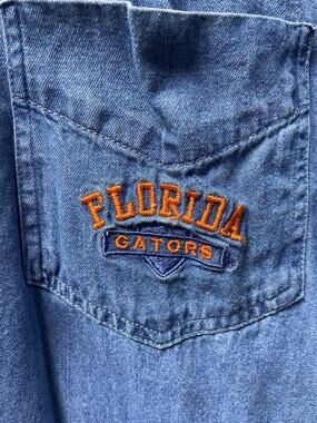 University of Florida Button Down Shirt M Blue Long Sleeve Gators Mens Red Oak
